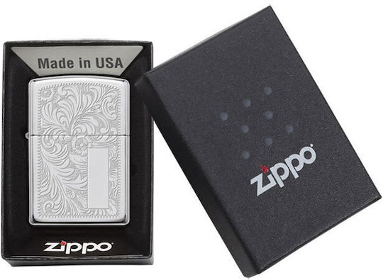 Zippo Venetian Winddichtes Feuerzeug Flamme Silber
