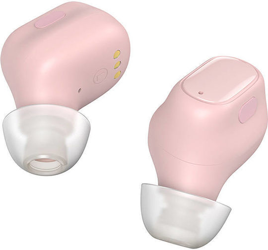 Baseus Bowie WM01 In-ear Bluetooth Handsfree Ακουστικά με Θήκη Φόρτισης Ροζ