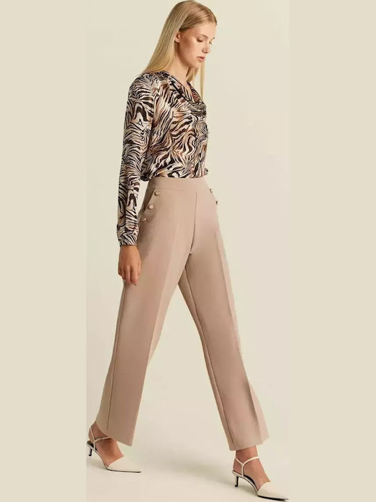 Women's Fabric Trousers Beige