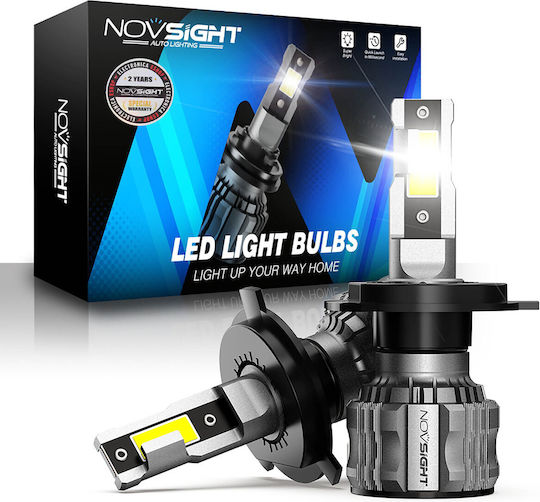 NovSight Λάμπες Αυτοκινήτου & Μοτοσυκλέτας H4 LED 6500K Ψυχρό Λευκό 12V 72W 2τμχ