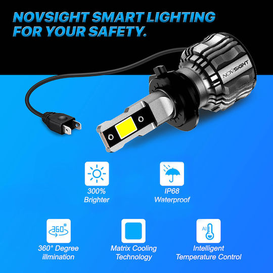 NovSight Lamps Car & Motorcycle H7 LED 6500K Cold White 12V 72W 2pcs