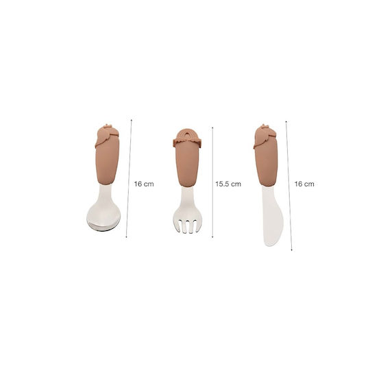 Citron Baby Cutlery Set made of Silicone for 18+ months Silver 3pcs