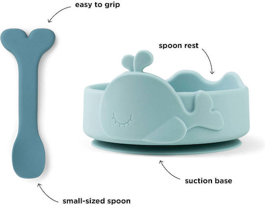 Done by Deer Baby Food Container Set Wally made of Silicone Blue 2pcs