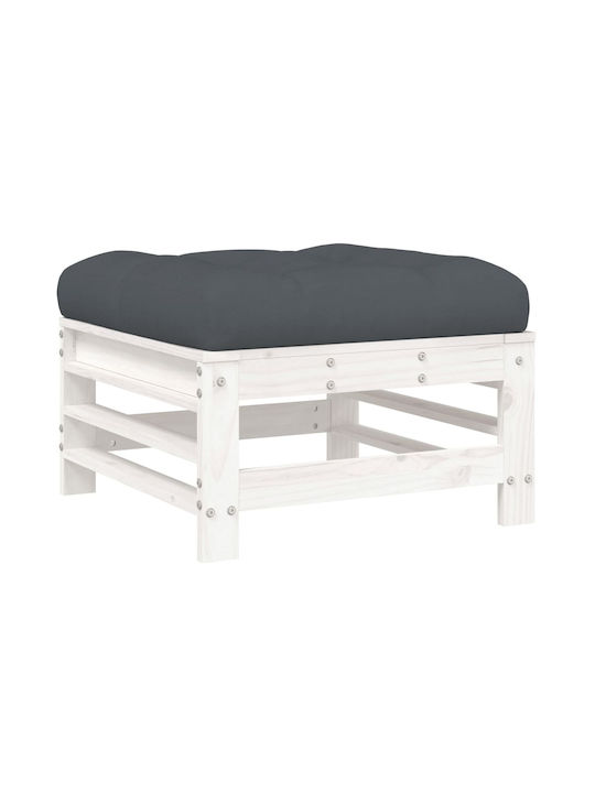 Wooden Cube Garden Stool with Cushion White 2 Pieces 57.5x57.5x30cm