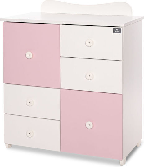 Бебешка гардероб с 4 чекмеджета White/Orchid Pink 83x71x96см