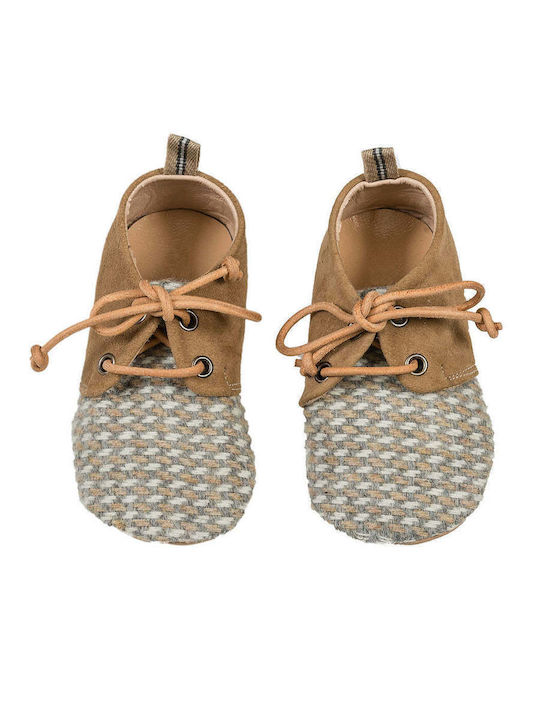 Designer's Cat Christening Fabric Moccasins Soft Sole Beige 0100LAGBE00024