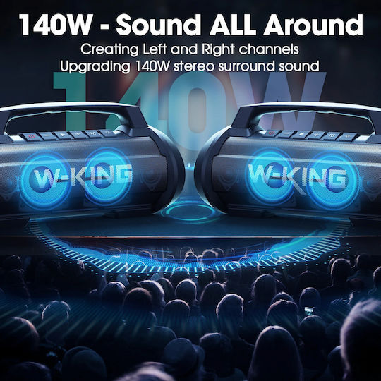 W-King D10 Ηχείο Bluetooth 60W με Διάρκεια Μπαταρίας έως 42 ώρες Μαύρο
