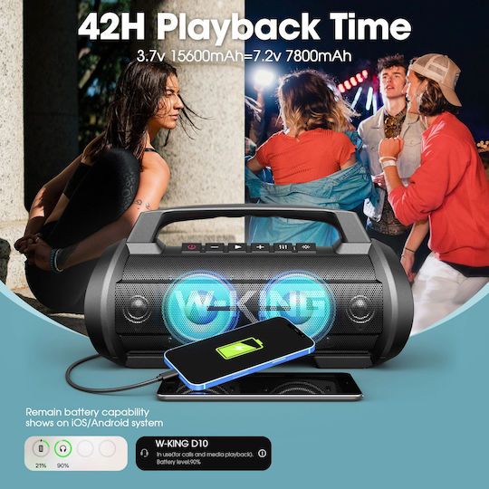 W-King D10 Ηχείο Bluetooth 60W με Διάρκεια Μπαταρίας έως 42 ώρες Μαύρο