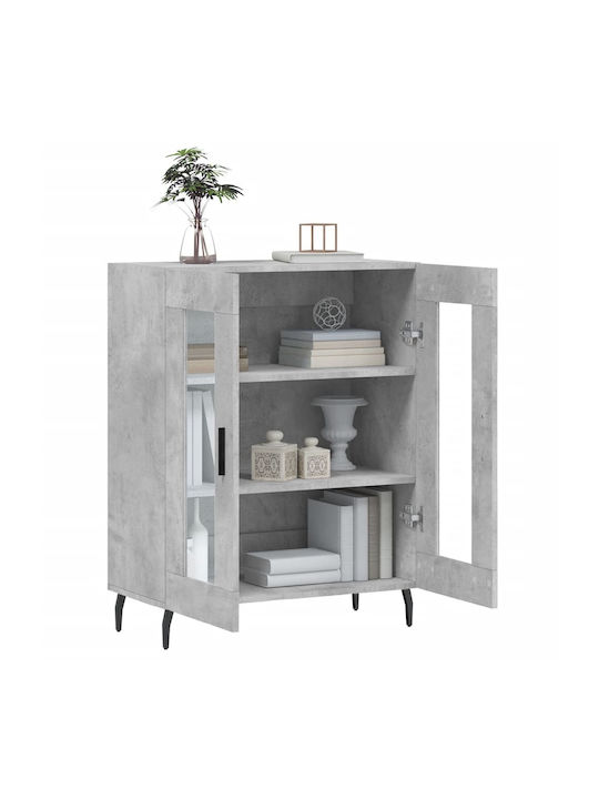 Wohnzimmer Vitrine aus Spanplatte mit Verglasung in Grau 69.5x34x90cm