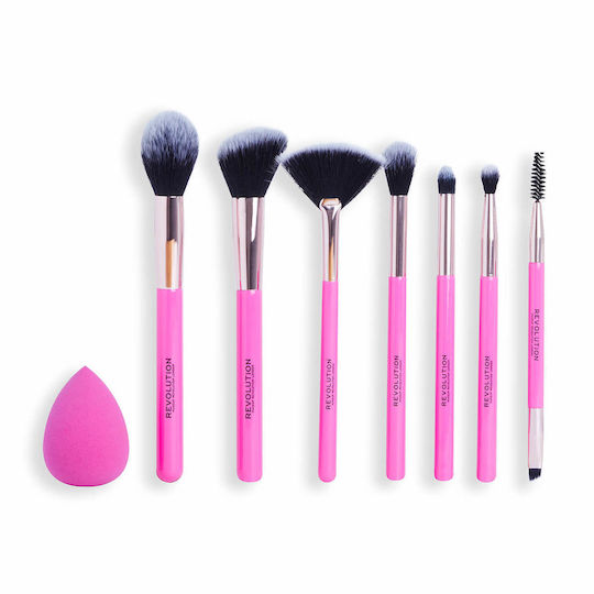 Revolution Beauty Професионален Комплект с Четки и Гъби за Грим за Хайлайтър Revolution 8бр