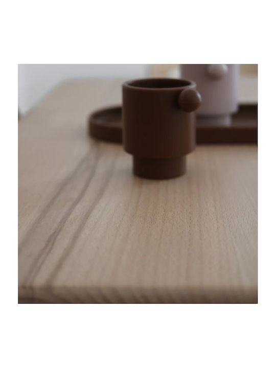 Square Kids Table with Chairs Made of Brown Wood Curve Lab