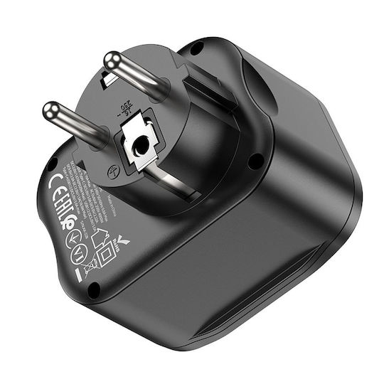 Hoco Charger Without Cable with 2 USB-A Ports and USB-C Port 20W Power Delivery / Quick Charge 3.0 Blacks (NS3)