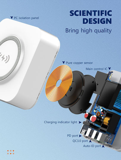 Ldnio Ladegerät ohne Kabel mit 3 USB-A Anschlüsse und USB-C Anschluss 32W Weißs (AW004)