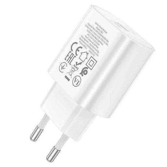 Hoco Charger Without Cable with USB-C Port 25W Power Delivery Whites (N22 Jetta)