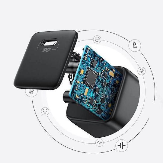 Joyroom Φορτιστής με Θύρα USB-C και Καλώδιο USB-C 25W Power Delivery Μαύρος (L-P251)