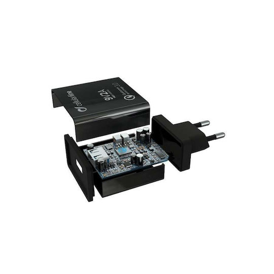 Cellular Line Ladegerät ohne Kabel mit USB-A Anschluss 18W Schwarzs (ACHHUUSBQCK)