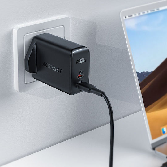 Acefast GaN Wireless Charger with 2 USB-C Output Ports 50W Power Delivery / Quick Charge 4+ White