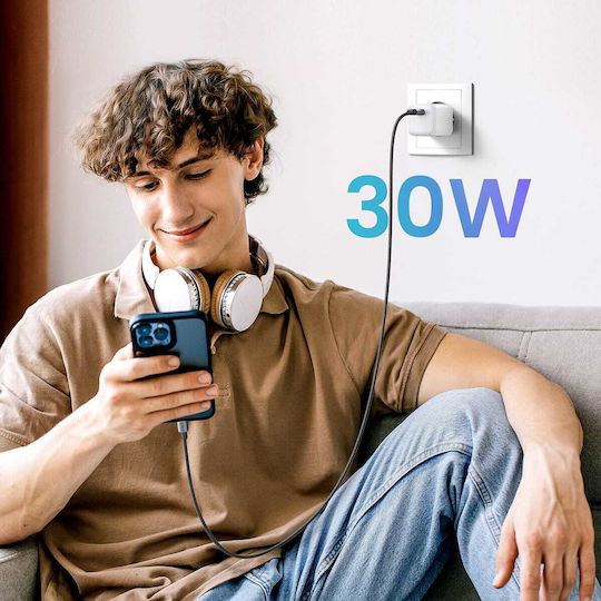 Ugreen Φορτιστής Χωρίς Καλώδιο GaN με Θύρα USB-C 30W Power Delivery Λευκός (Nexode Mini)