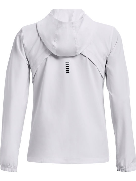 Women's Short Sports Jacket Windproof for Spring or Autumn White