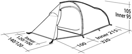Robens Buck Creek 2 Camping Tent Igloo Mountaineering Green with Double Cloth 4 Seasons for 2 People Waterproof 3000mm 320x140x105cm
