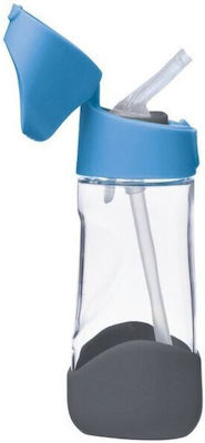 B.Box Kids Plastic Water Bottle with Straw Blue 450ml