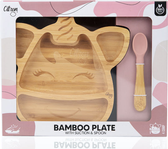 Citron Feeding Set made of Bamboo with Non-Slip Base Yellow 2pcs for 4+ months