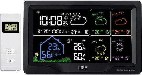 Life Steppe Wireless Digital Weather Station Tabletop Black