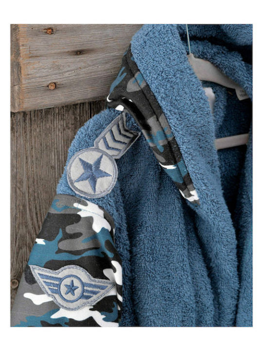 Rythmos Kids Bathrobe Army Blue Hooded