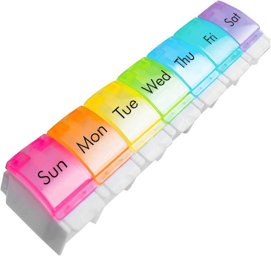 Weekly Pill Organizer with 7 Compartments Multicolored