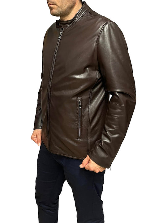 Leather Jacket Biker Brown