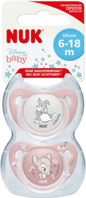 Nuk Orthodontic Pacifiers Silicone Bambi Pink for 6-18 months 2pcs