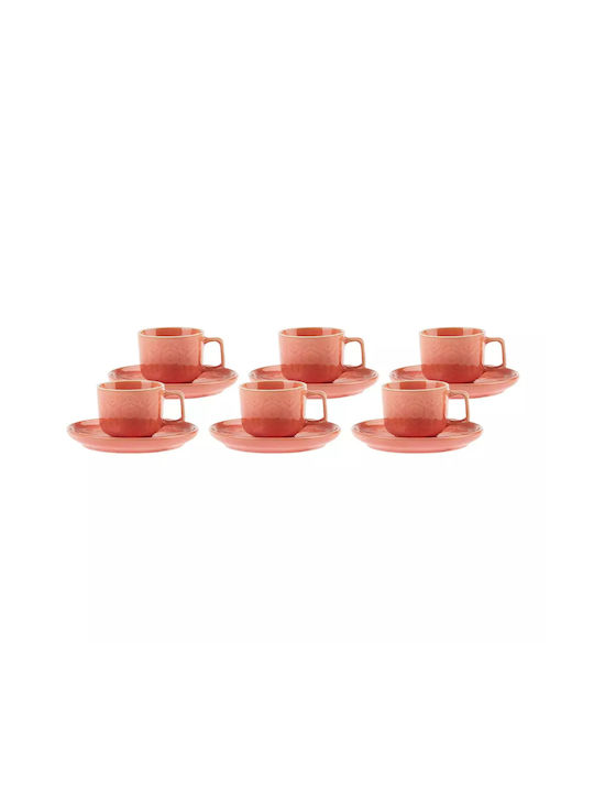 Karaca Porcelain Brown Cup Set 90ml Pink 6pcs