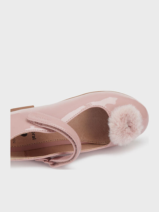 Kids Patent Leather Ballerinas with Hoop & Loop Closure Pink