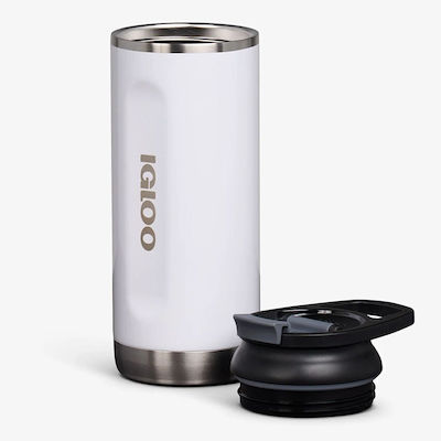 Igloo Tumbler Glass Thermos Stainless Steel BPA Free White 473ml with Straw and Handle