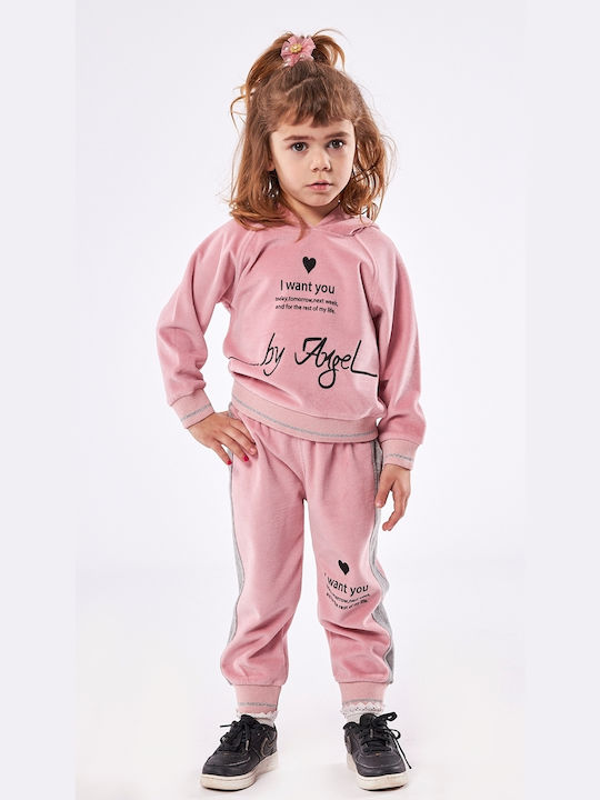 Εβίτα Kids Sweatpants Set Pink 2pcs