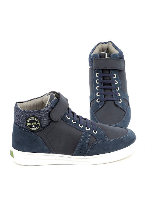 Lederne Kinderstiefeletten mit Klettverschluss Blau