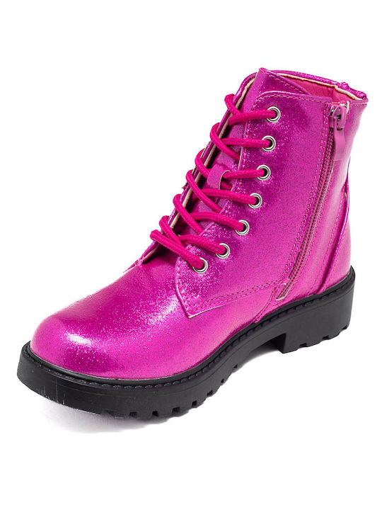 Marikelly Kids Military Boots with Zipper Fuchsia