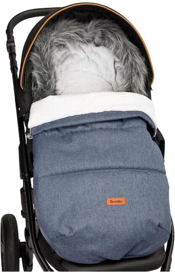 Sensillo Indiana Universal Waterproof Stroller Footmuff with Fleece Lining 100x50cm Blue