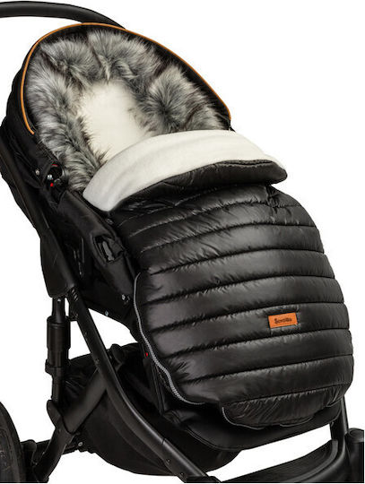 Sensillo Universal Sac de picioare pentru cărucior Impermeabil Negru cu căptușeală Fleece 100x46εκ.