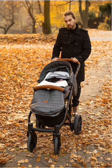 Sensillo Universal Sac de picioare pentru cărucior Impermeabil Negru cu căptușeală Fleece 100x46εκ.
