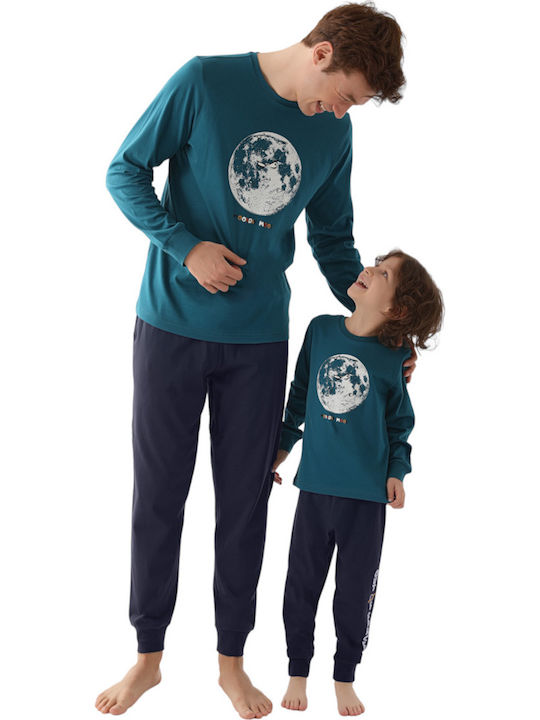 Roly Poly Παιδική Πιτζάμα Χειμωνιάτικη Πετρόλ Moonday
