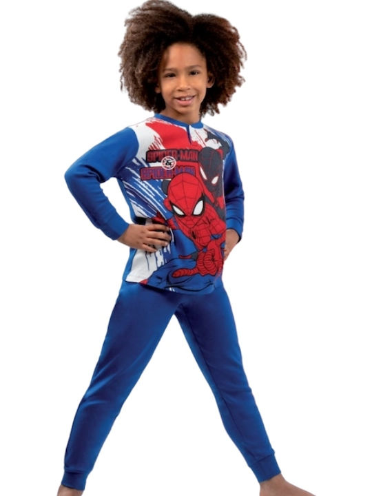 Marvel Παιδική Πιτζάμα Χειμωνιάτικη Μπλε Spiderman