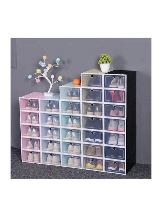 Plastic Shoe Organizer with 4 Shelves White 33x23x13cm