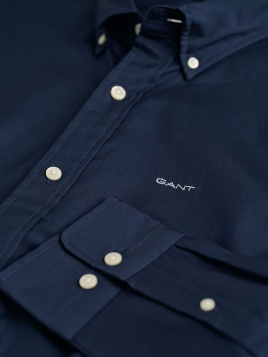 Long-sleeved Cotton Shirt Dark Blue
