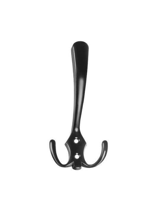 Malatec Metal Wall Hanger 3 Hooks Black 3x13.8x7cm 5 Pieces