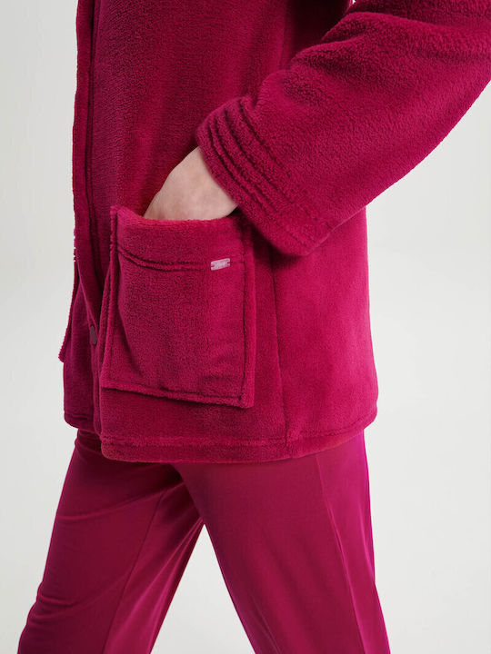 Vamp Winter Women's Fleece Robe Fuchsia