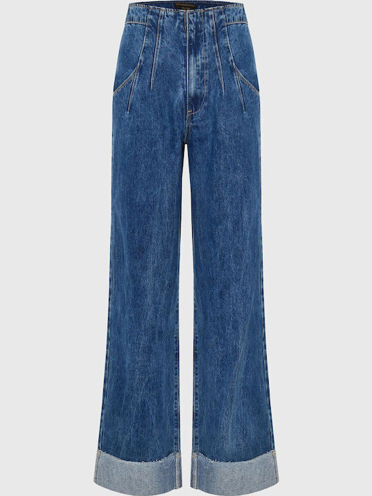 High Waist Women's Jeans Pants in Relaxed Fit FBL008-165-02 Blue