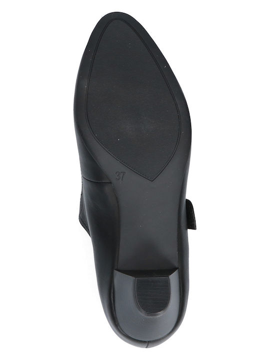 Leather Heels with Strap Black