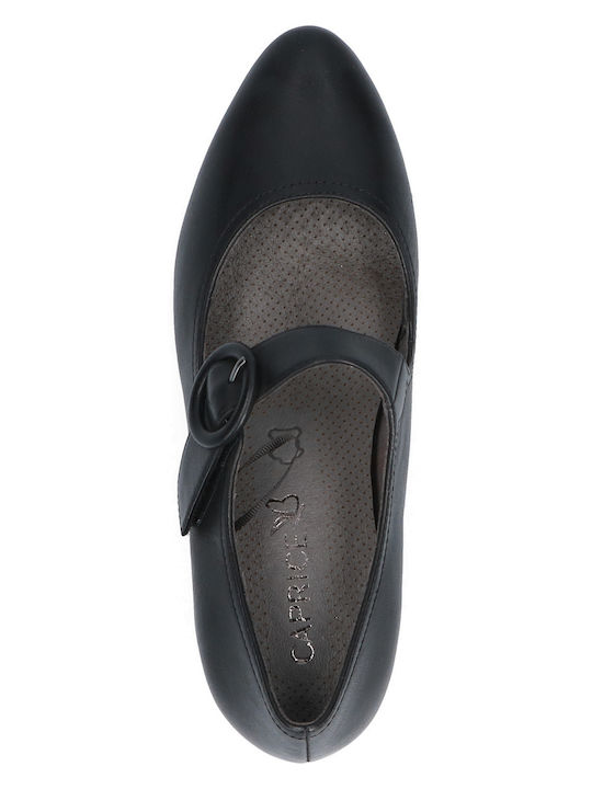 Leather Heels with Strap Black