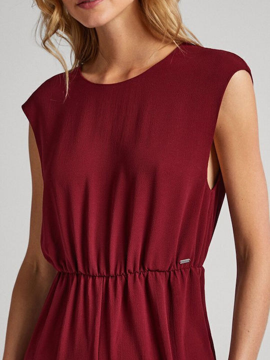 Fiska Women's Sleeveless One-piece Suit Burgundy